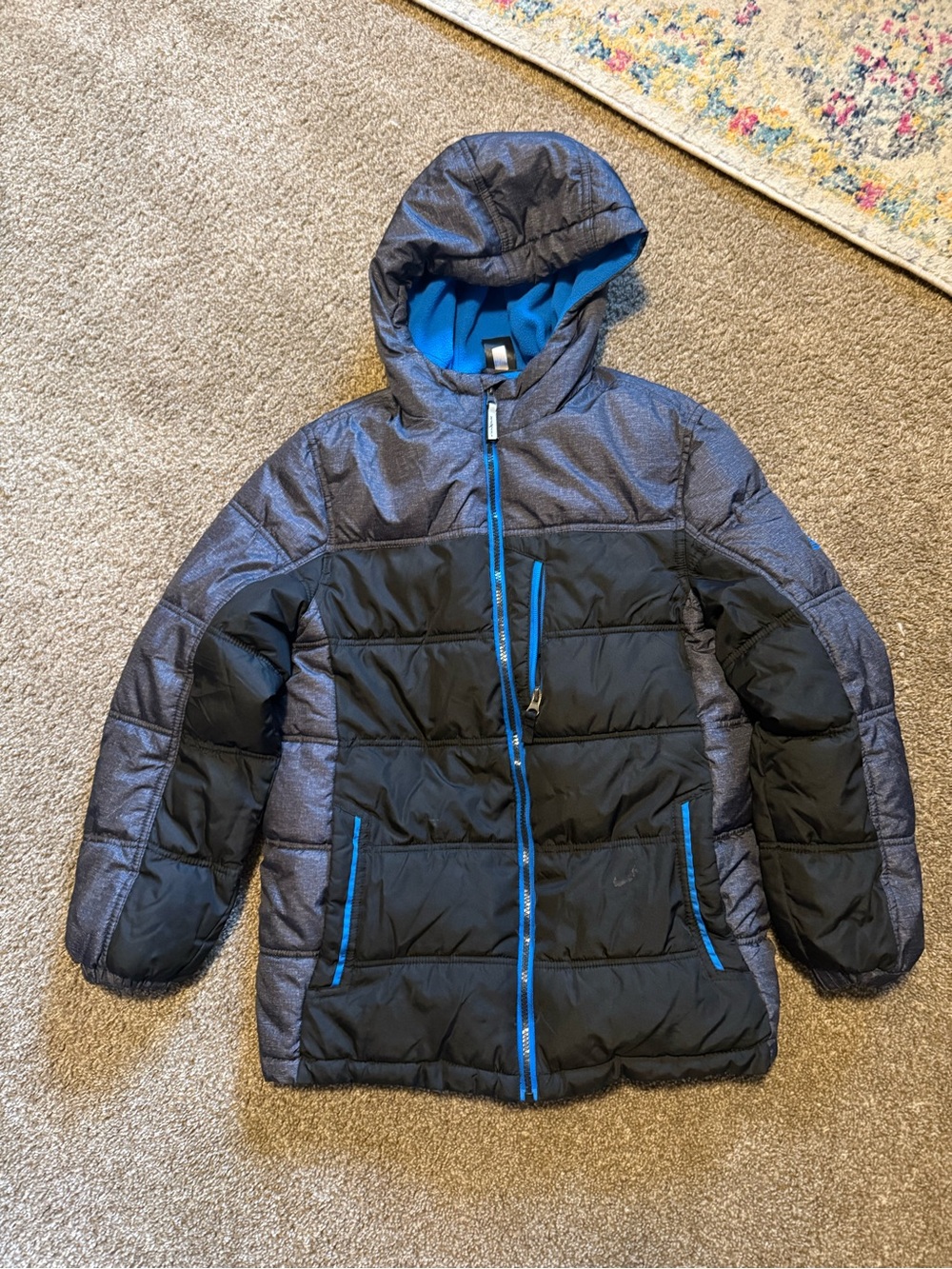 ZEROXPOSUR Boys Winter Jacket Hooded Coat Snowboard Ski Black Blue XL 14-16